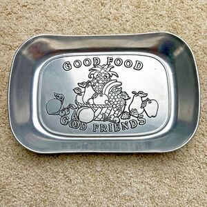 Wilton Armetale Pewter Large Bread Tray "Good Food Good Friends" #246245